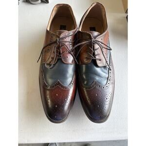 La Milano PABLO Mens 14 M Brown Navy Genuine Leather Brogue Wingtip Oxford Shoes